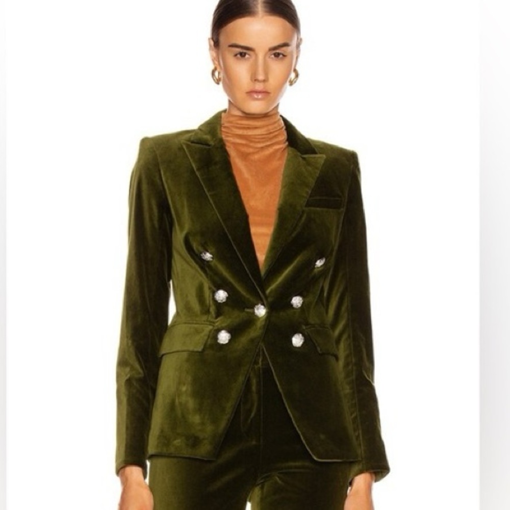 Veronica Beard Forest Green Velvet Blazer